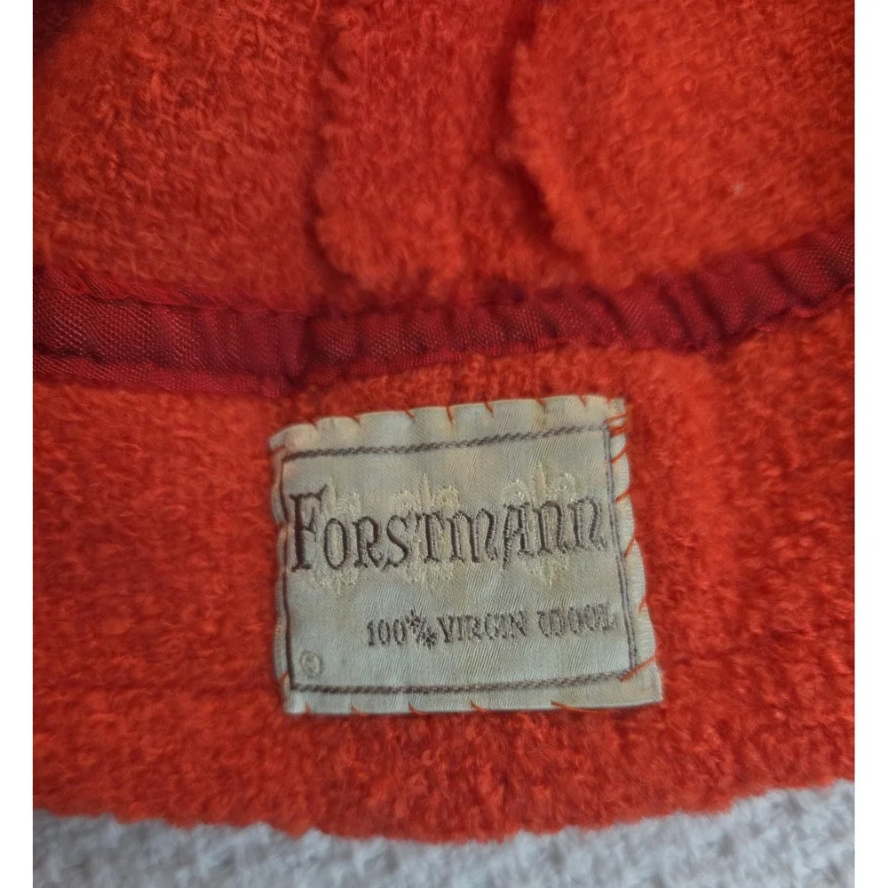 Vintage Forstmann Skirt Womens 100% Wool Boucle A-Line Rust Orange With Belt
